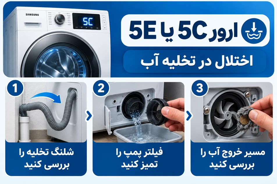رفع ارور 5e لباسشویی سامسونگ